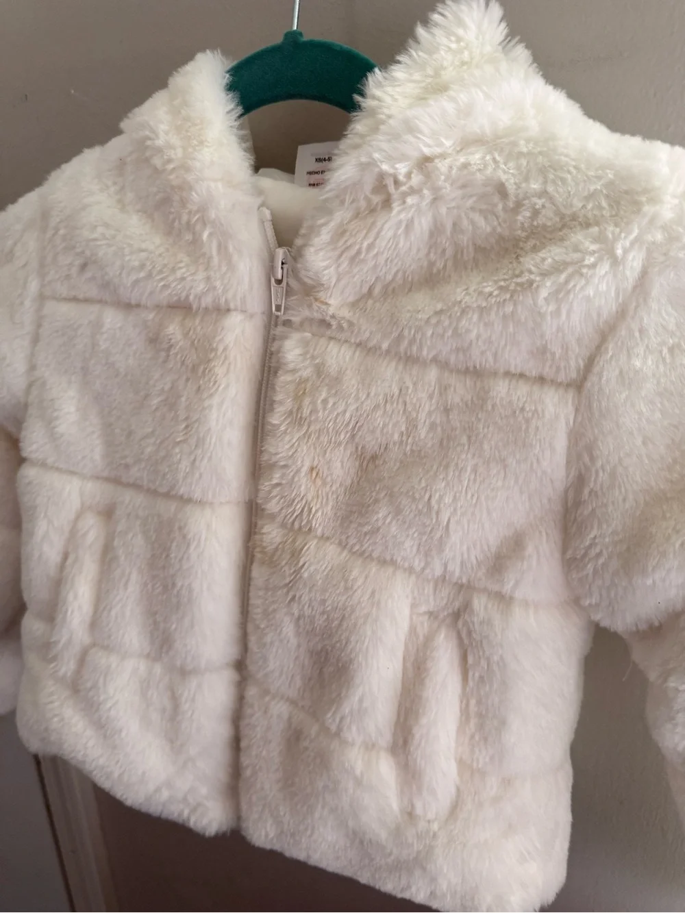 wonder nation White Faux Fur Hooded Puffer Jacket